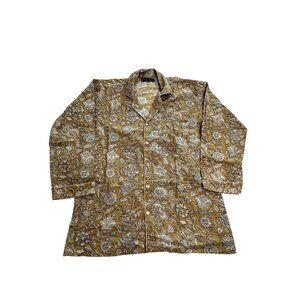 Nicole Traub Vintage Button Front Shirt in Yellow White